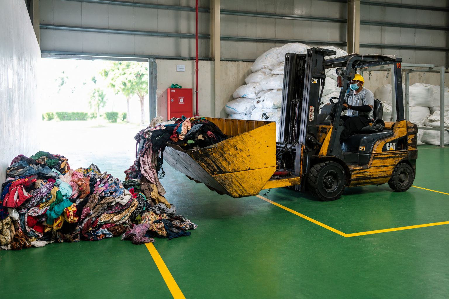 Forklift moving an inbound consignment